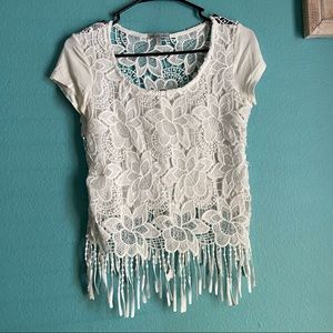 Floral White Charlotte Russe Blouse XS